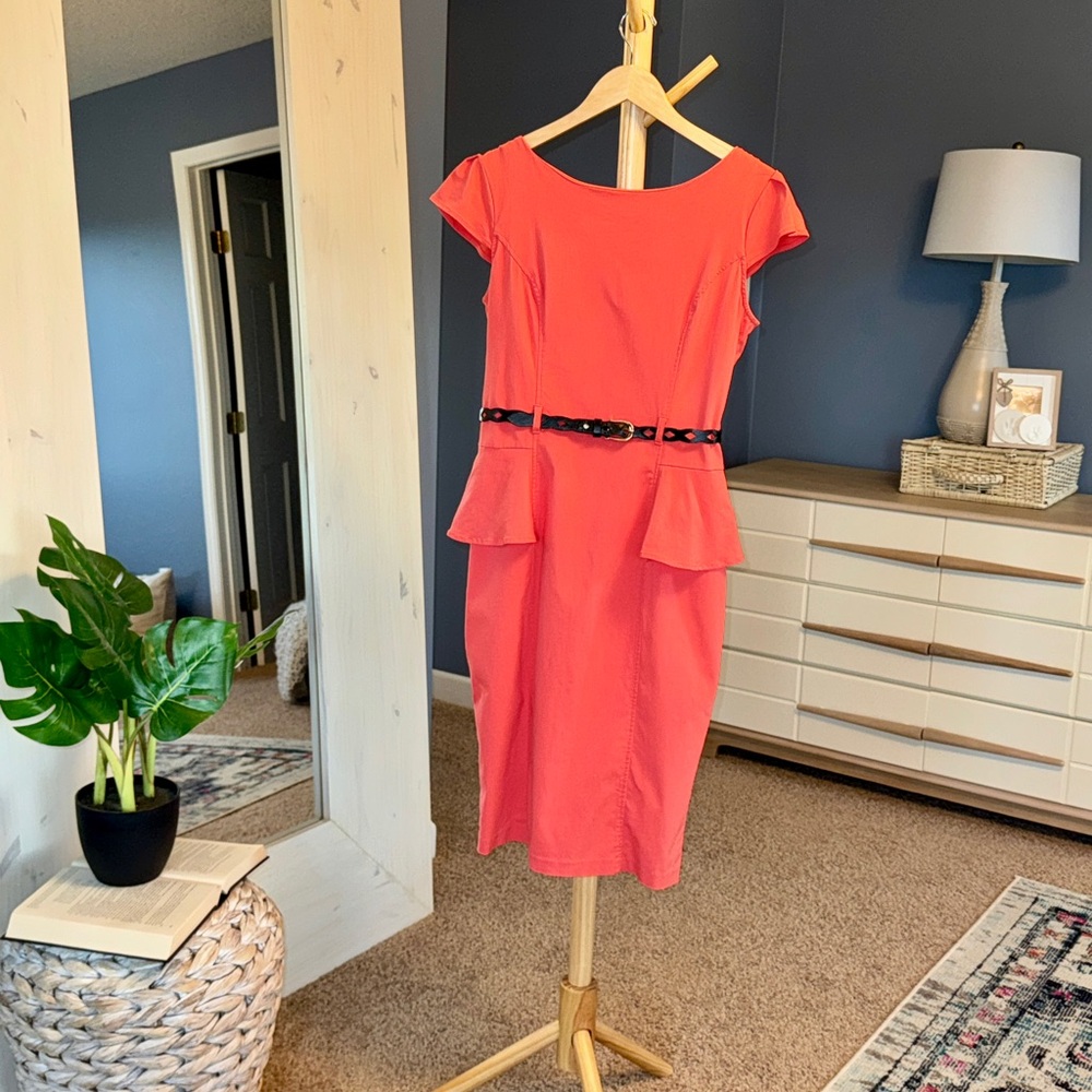 XOXO Coral Peplum Sheath Dress